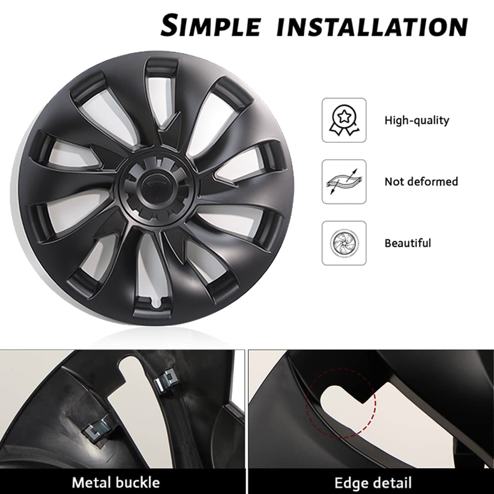 Model 3 Wheel Covers 18inch Model 3 Überturbine For 2017-2023 Tesla 3 18inch Turbine Wheel Cap Kit Matte Black
