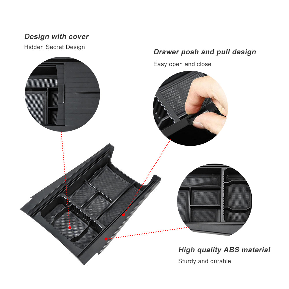 Updated Center Console Tray for R1T/R1S Lower Center Console Hidden Organizer Storage Box for Rivian