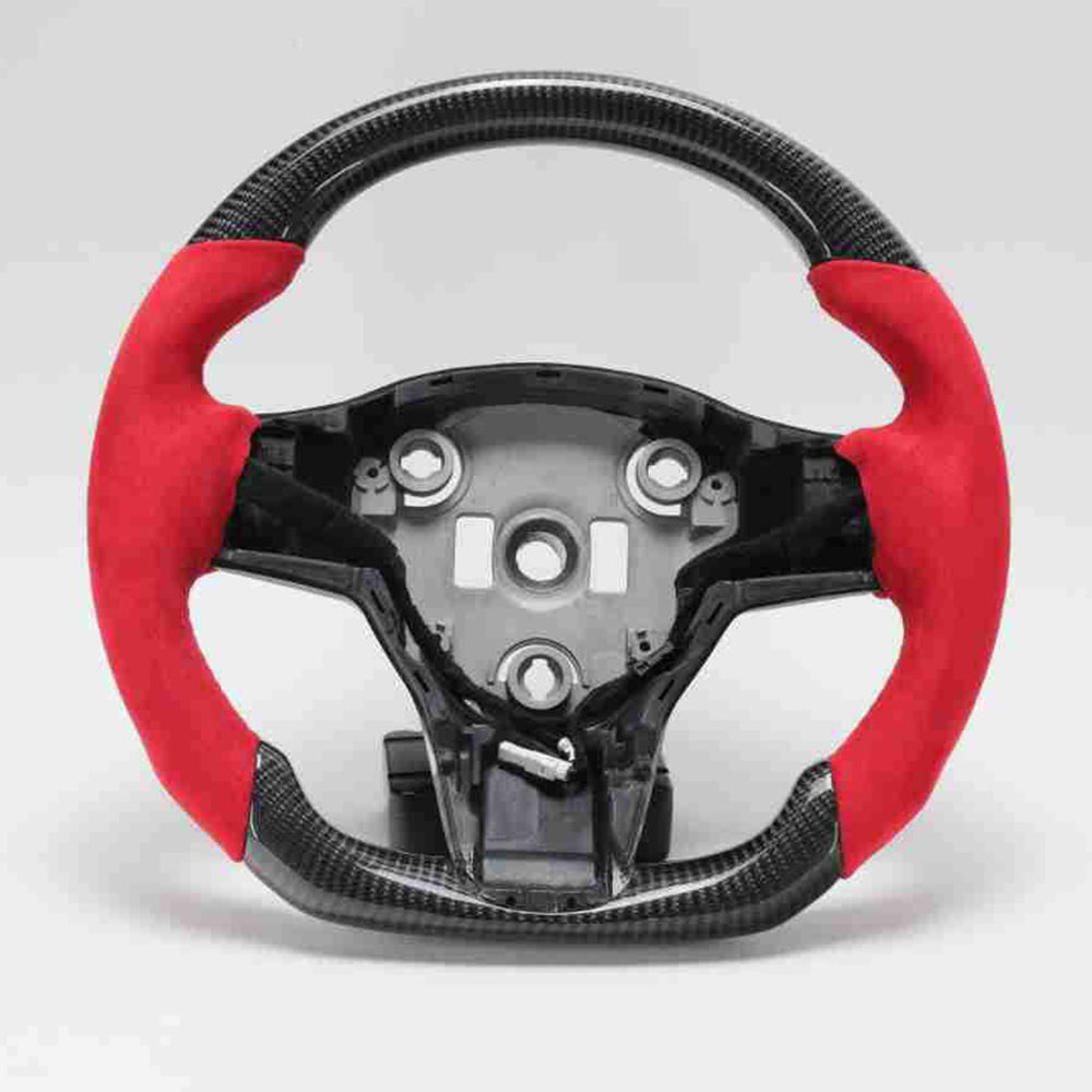 EVBASE Customized Carbon Fiber Steering Wheel for Model 3 Y Tesla Accessories