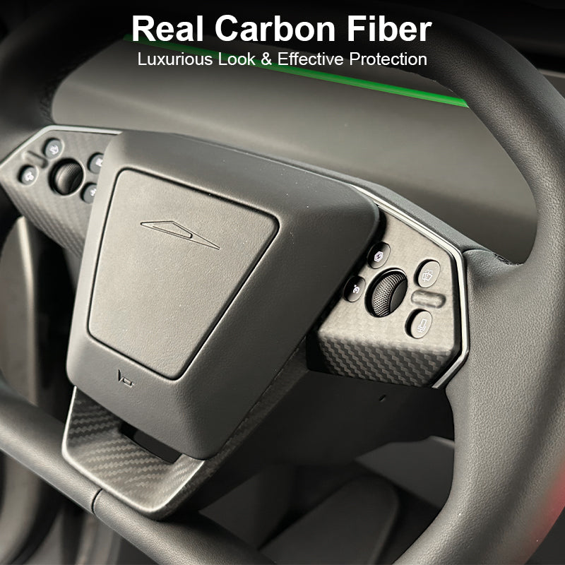 Cybertruck Steering Wheel Trim Real Carbon Fiber Decoration Protective Cover EVBASE