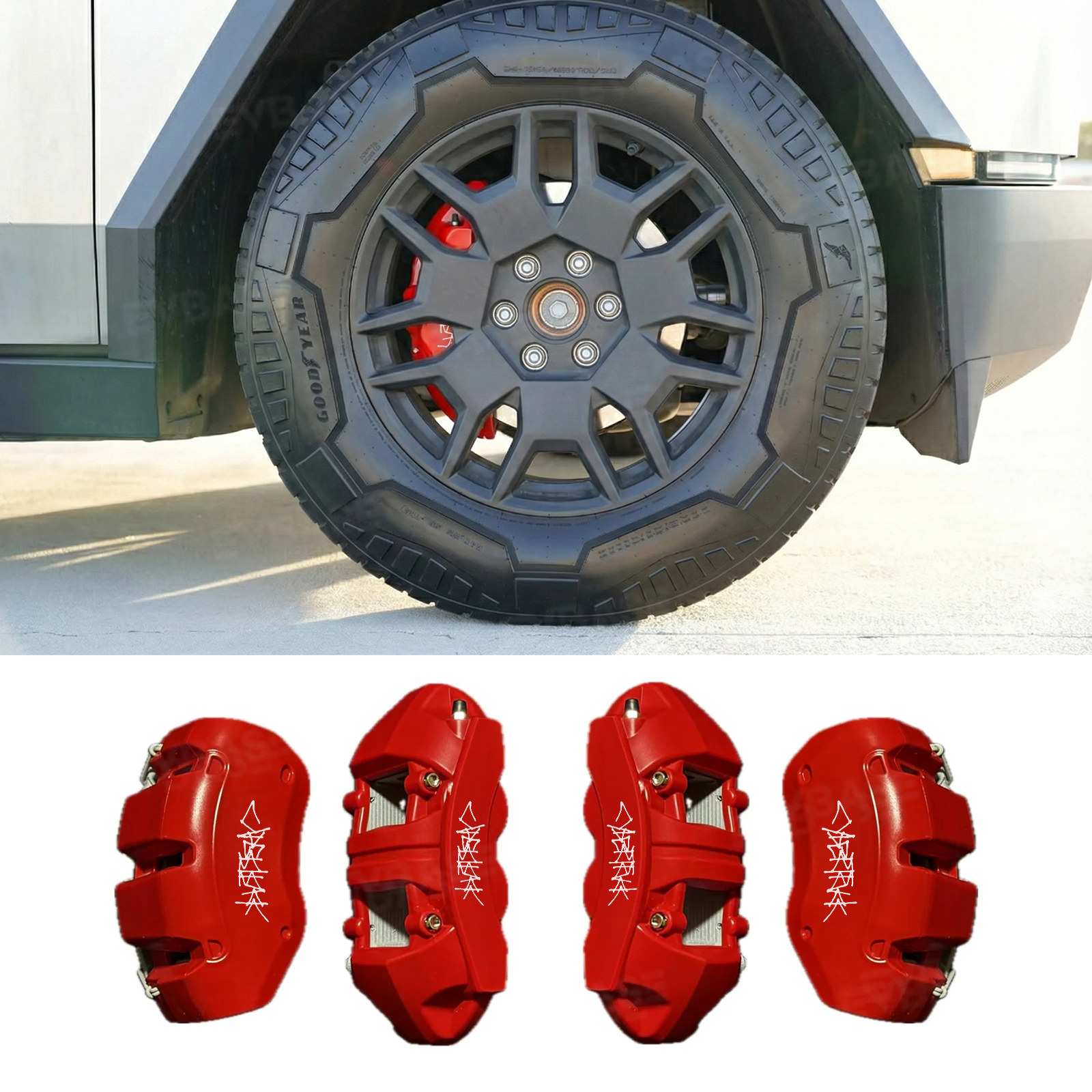 Cybertruck Silicone Brake Caliper Covers Sporty Style Caliper Protector Set Slip-On Fit & No Wheel Removal