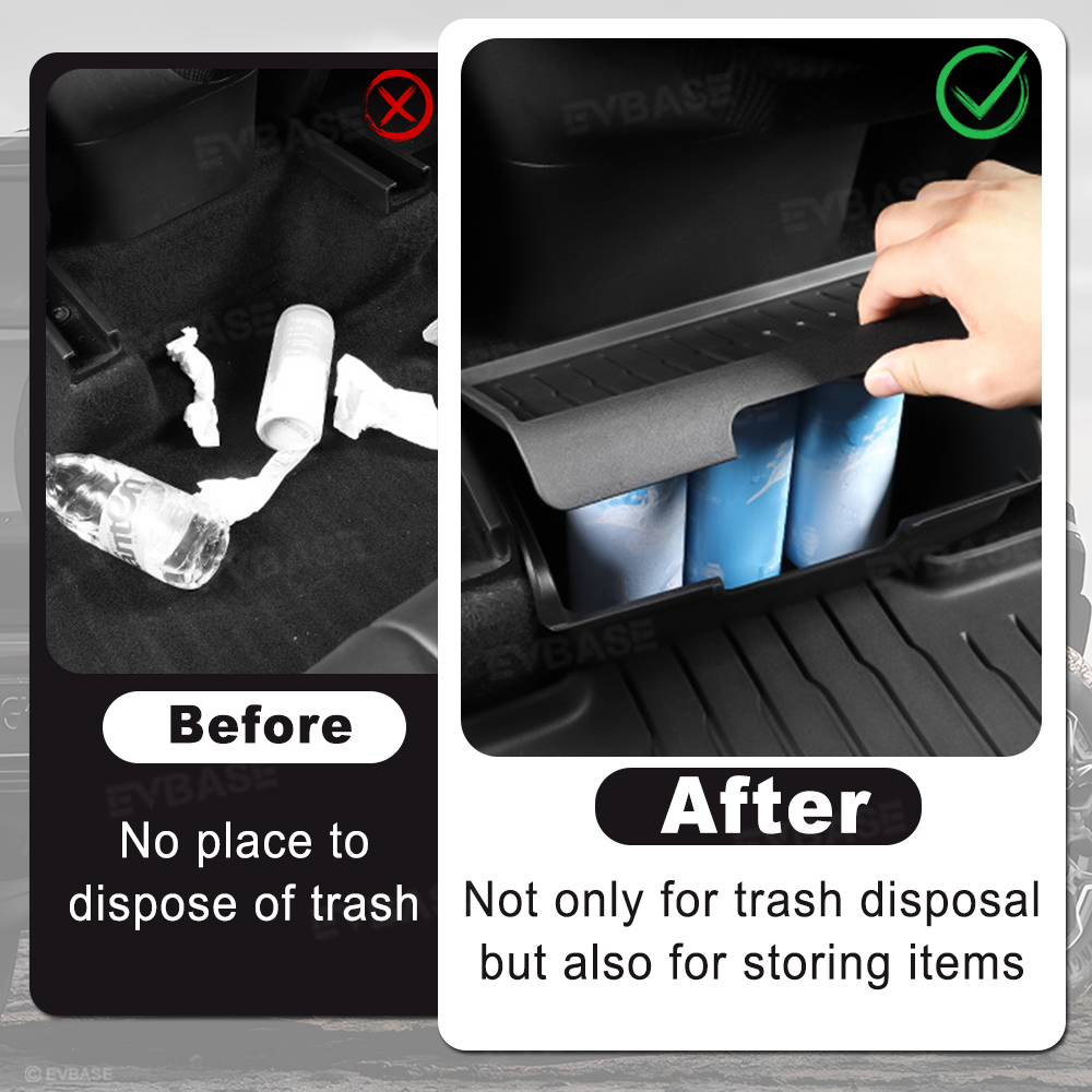 Model Y Juniper Trunk Side Storage Box & Side Door Organizer Tray & Rear Seat Trash Can