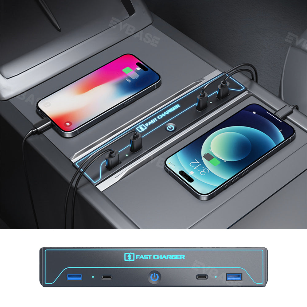 Model 3 Highland USB Hub Adapter Center Console Docking Station Fast Charger With Dynamic Ambient Light for Tesla