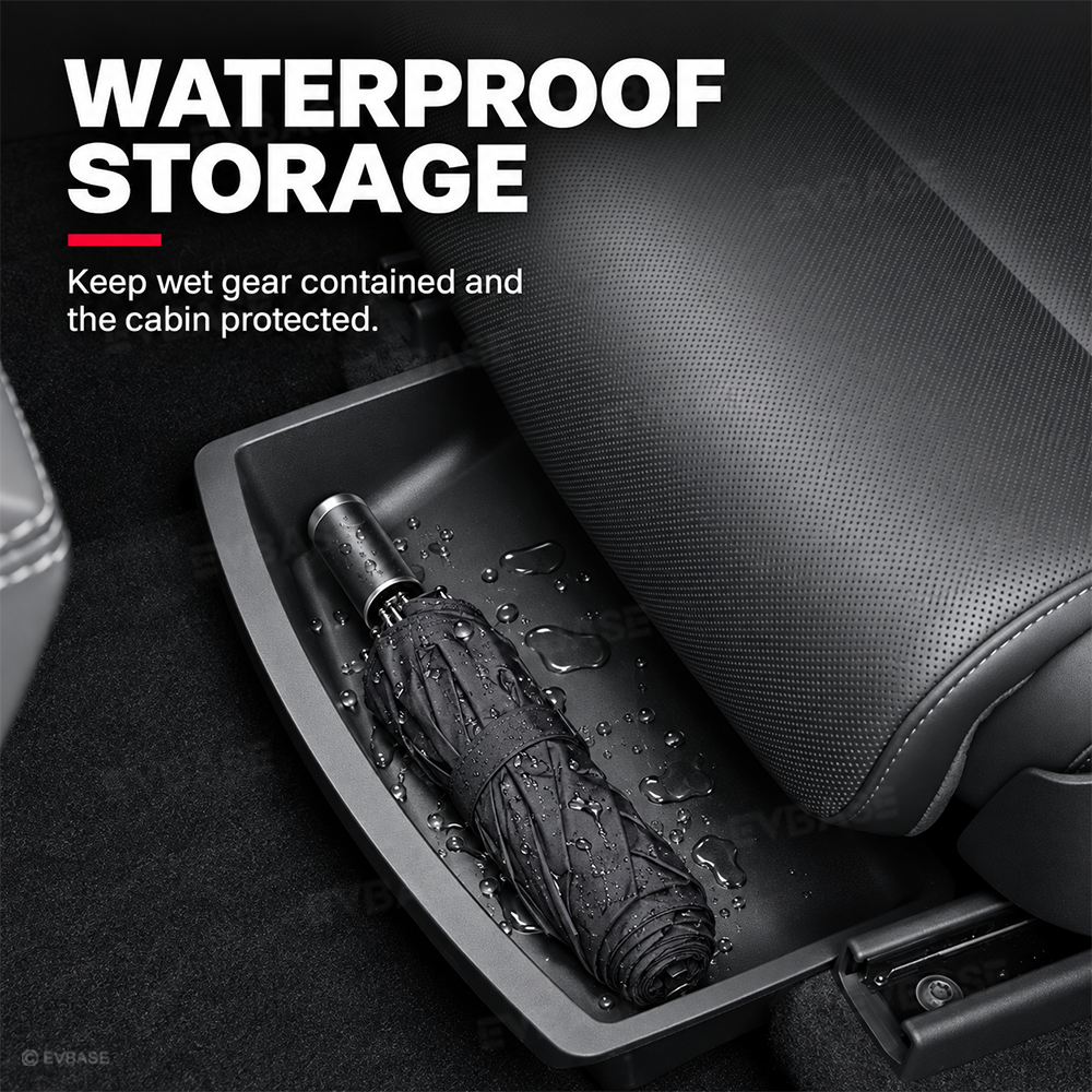 Model Y L Under Front Seat Storage Box Interior Organizer Tray Rear Backseat Trash Can