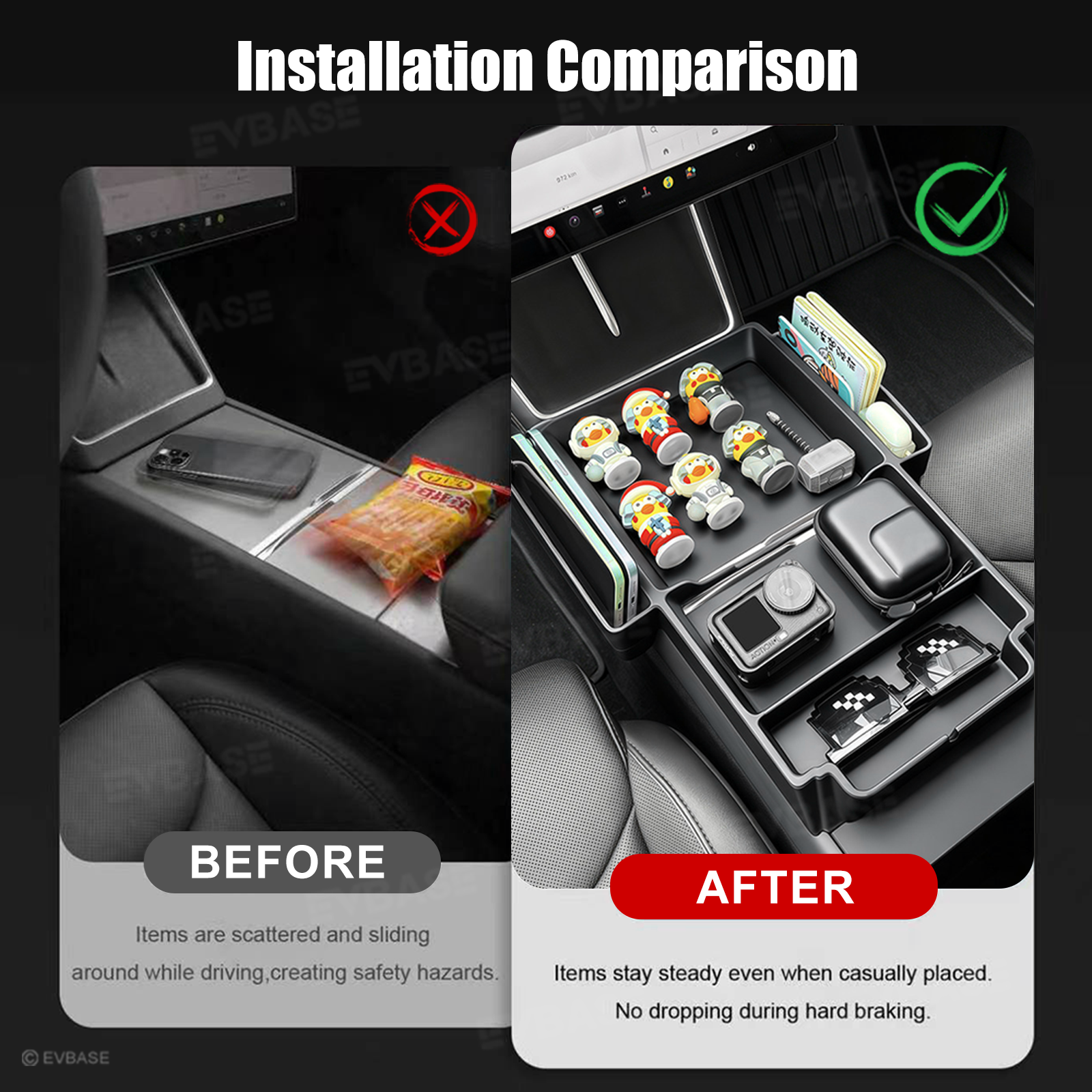 Model Y Juniper/Model Y L/ 3 Highland Center Console Tray 2.0 Silicone Organizer with Side Pockets