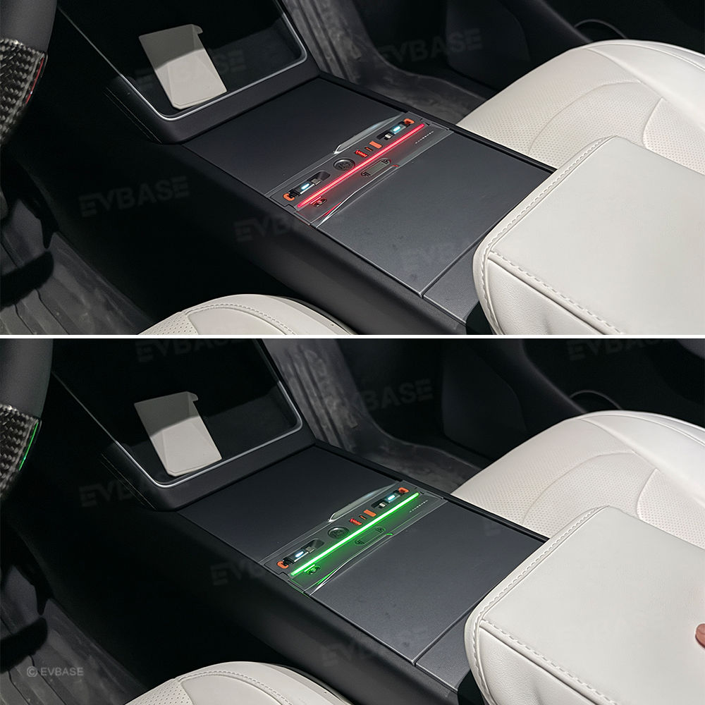 Model Y Juniper/ 3 Highland Center Console USB Hub Docking Station with Retractable Charging Cables & Aromatherapy & Ambient LED Lighting