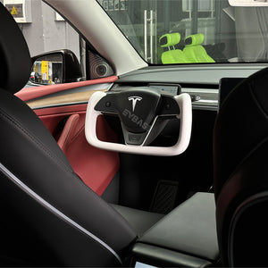 Tesla Model 3 Y Yoke Steering Wheel Inspired by Model X/S Yoke Nappa Black|EVBASE