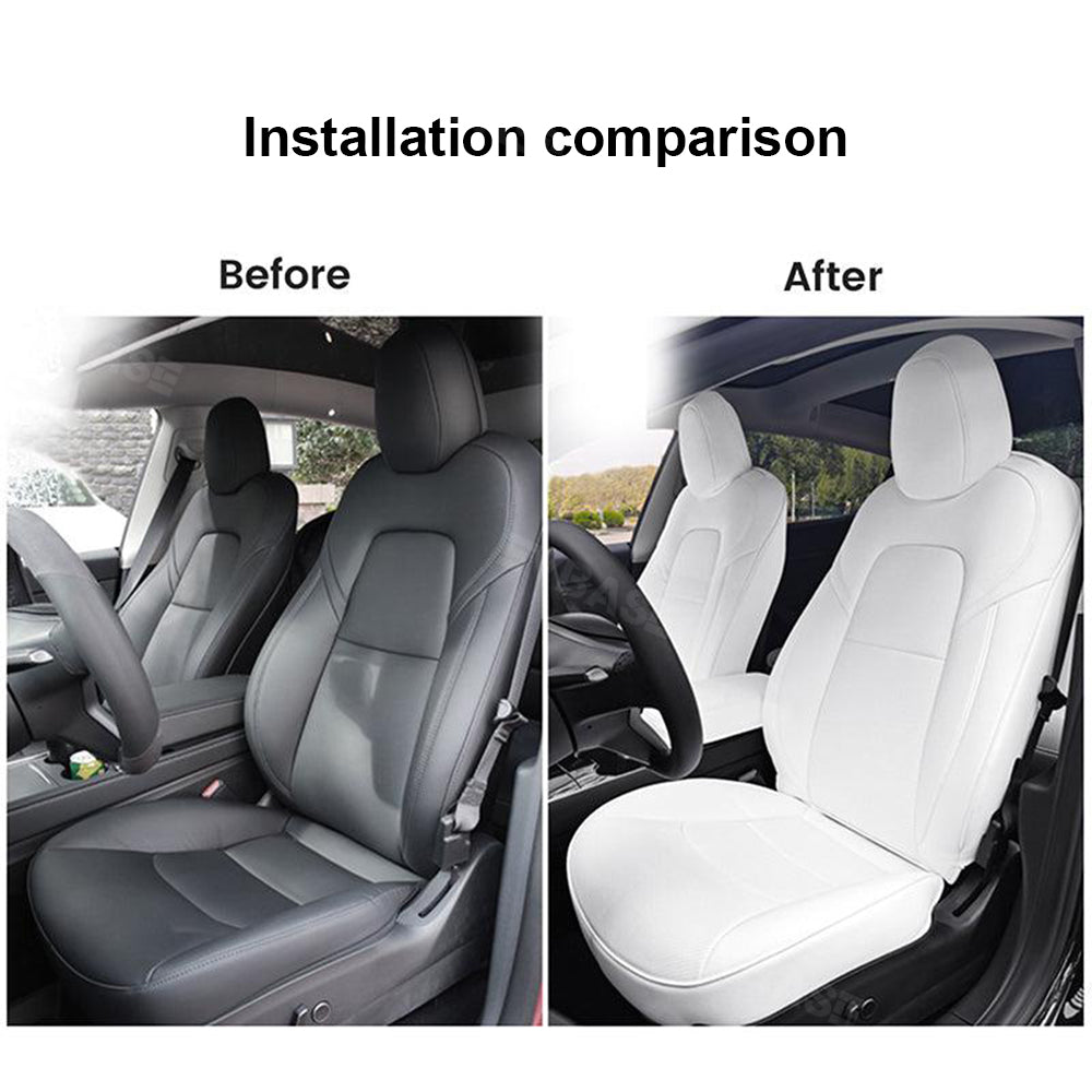 Model Y 3 Custom Seat Covers Cushion Breathable NAPPA Litchi Vegan Leather For Tesla