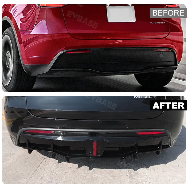 Model Y Rear Bumper Lip ABS Splitter Diffuser Apron Kit With Brake Lights for Tesla