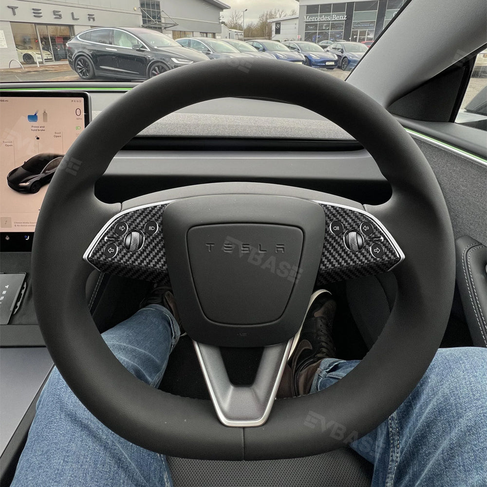 Model 3 Highland Steering Wheel Cover Cap Real Carbon Fiber Decorative Trim Overlay for Tesla