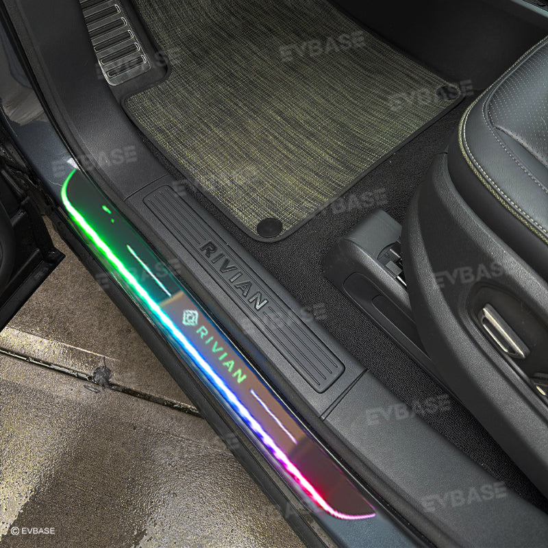 Illuminated Door Sill Covers Protector for R1T R1S LED Light Plates Trim Welcome Pedal for Rivian
