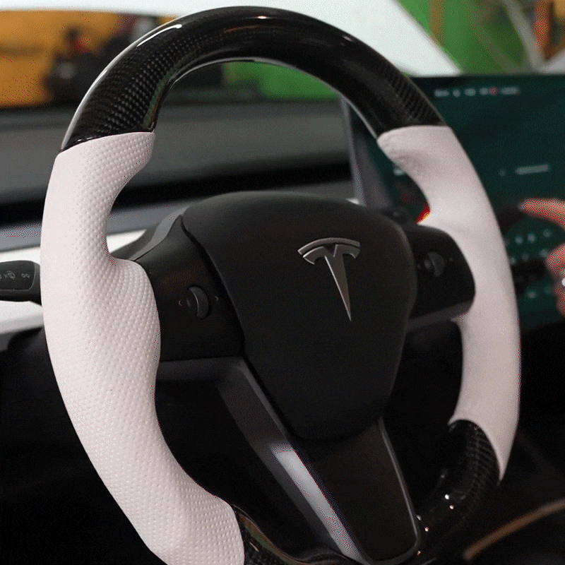 EVBASE Customized Carbon Fiber Steering Wheel for Model 3 Y Tesla Accessories