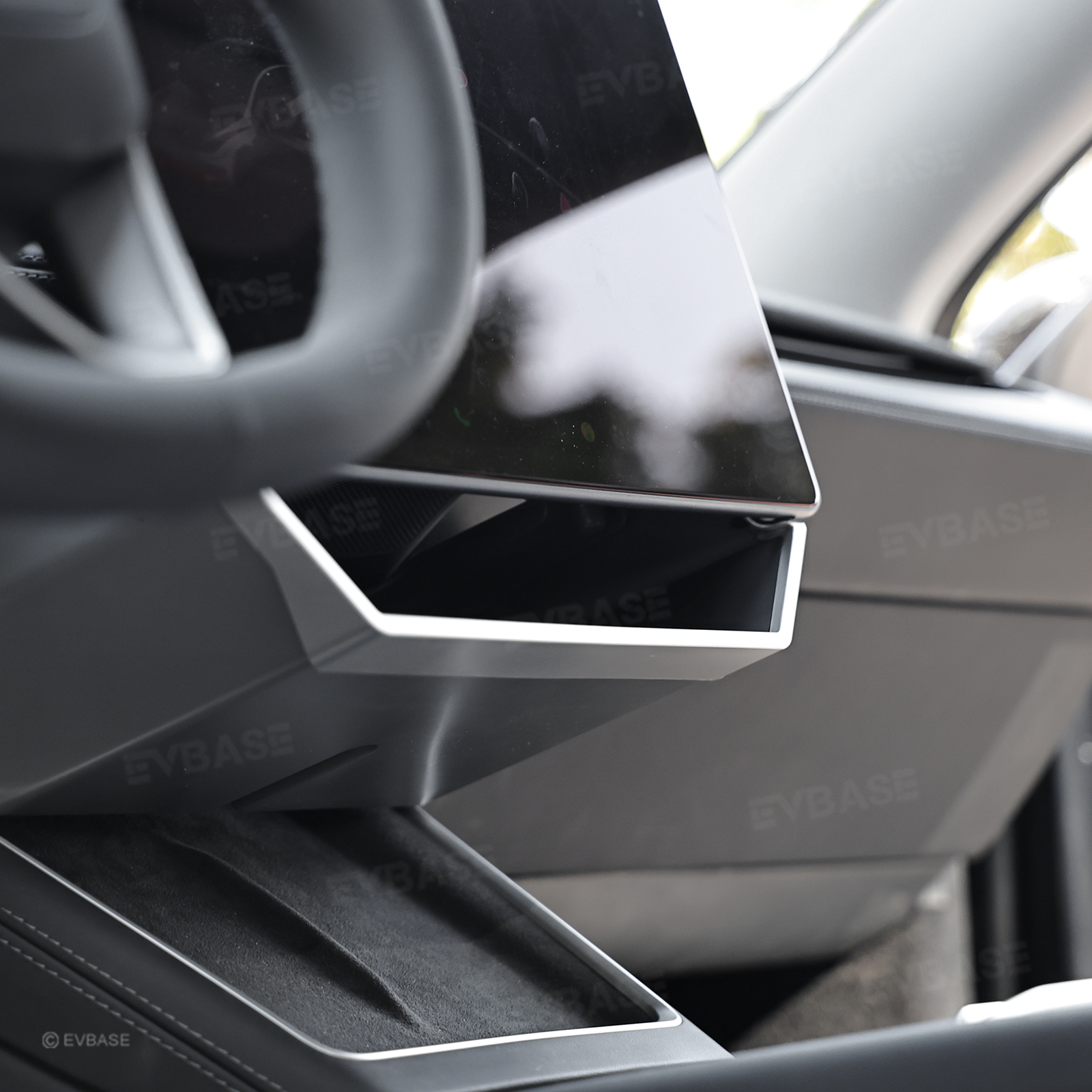 Model Y Juniper/ 3 Highland Under Screen Storage Organizer Cyberpunk Style Center Console Organizer Tray with Anti-Slip Silicone Pad