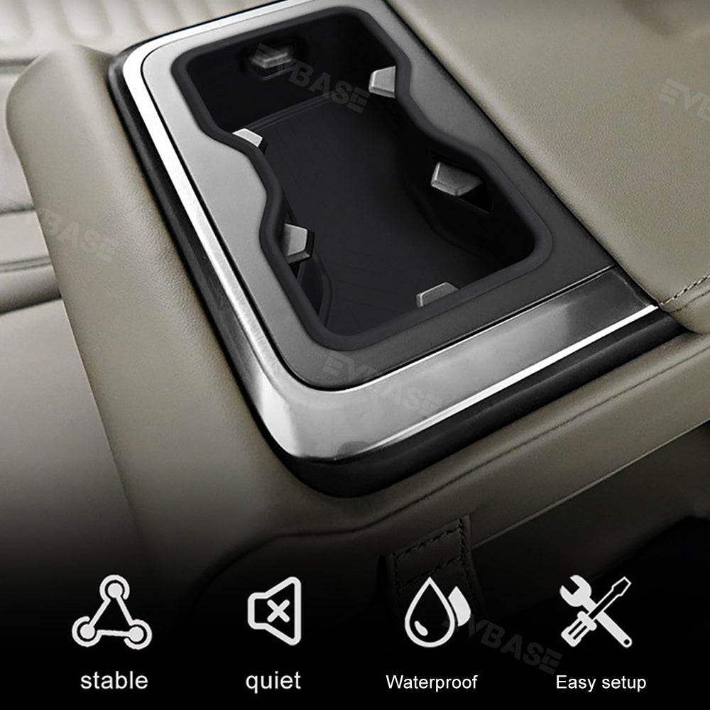 Rear Row Cup Holder for R1S R1T Insert Silicone Back Seat Drink Holder Water Bottle Organizer for Rivian