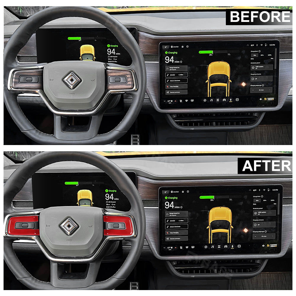 Steering Wheel Button Frame Cover for R1T R1S ABS Trim Protection Decorative Panel 2PCS Matte Black for Rivian