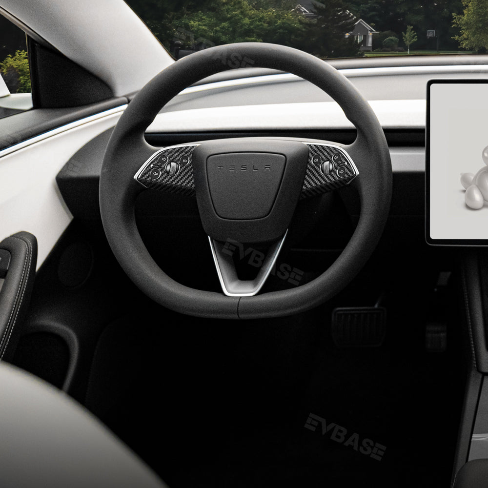 Model 3 Highland Steering Wheel Cover Cap Real Carbon Fiber Decorative Trim Overlay for Tesla