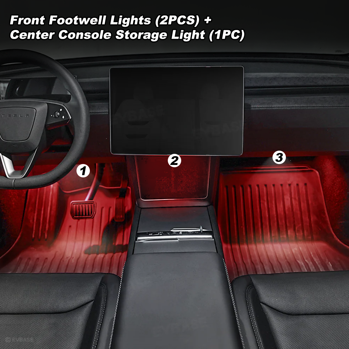 Model Y Juniper/ 3 Highland Projection Lights & Footwell Lights & Center Console Ambient Lighting with Factory Screen Control