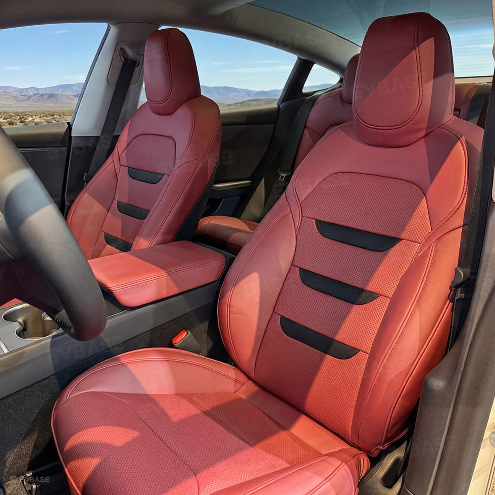 Model 3 Standard Seat Covers Waterproof Nappa Leather Seat Protector 3-lined Insignia Design