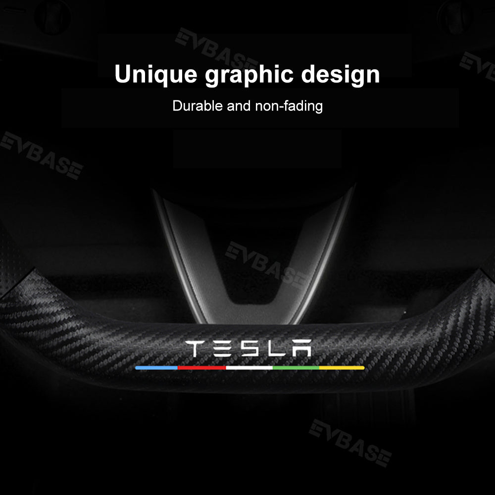 Tesla Model 3 Highland Steering Wheel Cover Wrap Breathable Anti-Slip Perforated Leather Carbon Fiber