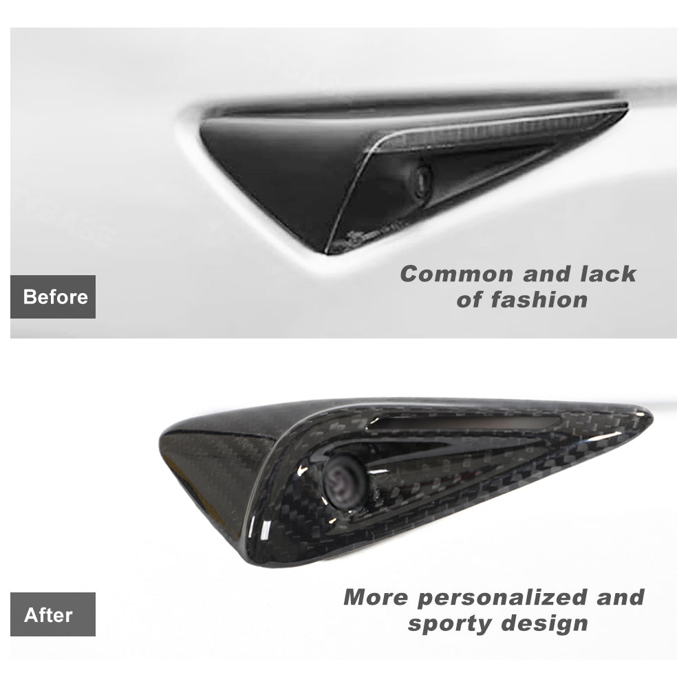 Model X Real Carbon Fiber Side Camera Covers Turn Signal Full-Cover Exterior for Tesla