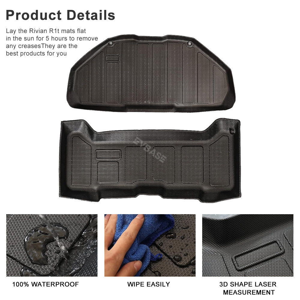 Front Mat for R1T/R1S Upper Lower Layer All-Weather TPE Front Storage Mat Cargo Liner for Rivian R1T/R1S