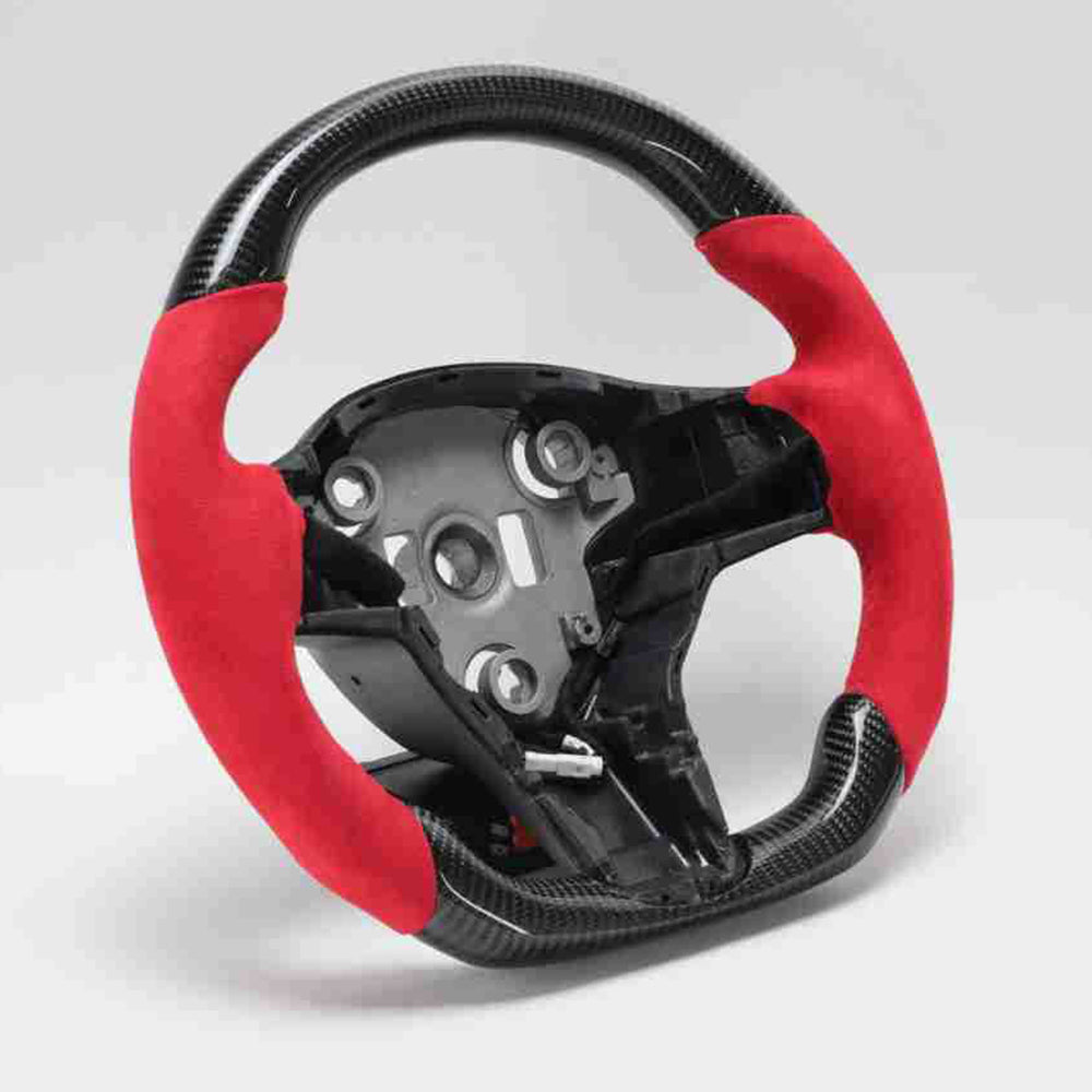 EVBASE Customized Carbon Fiber Steering Wheel for Model 3 Y Tesla Accessories