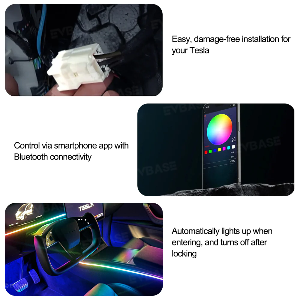Model X RGB Ambient Lighting Interior Streamer Light Kit LED Neon Light Strip