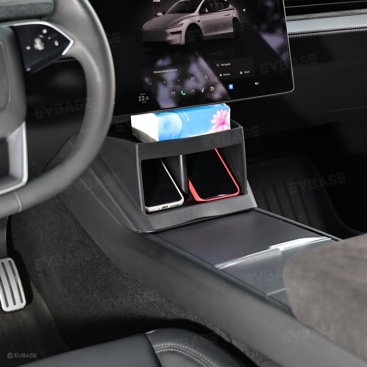 Model Y Juniper/ 3 Highland/ Y L Under-Screen Storage Organizer with Center Console Wireless Charging Pad Liner