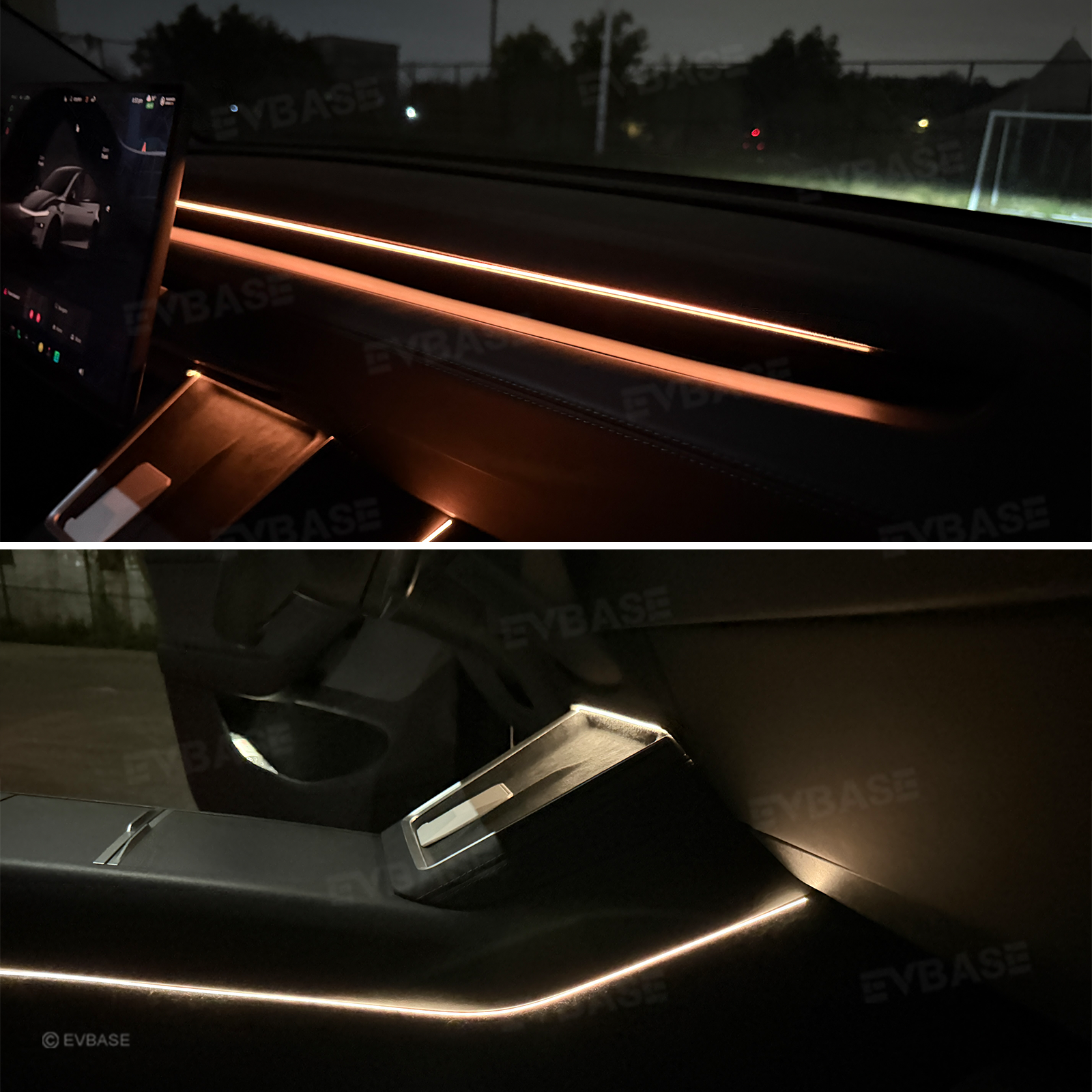 Model 3/Y Ambient Lighting Center Console Dashboard Light Strip with AI Voice Control LED Interior Lights 2.0