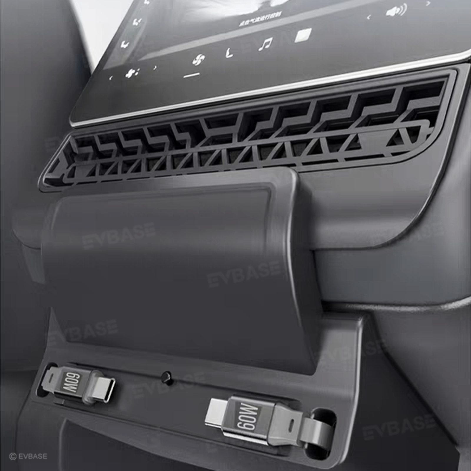 Model Y Juniper/ 3 Highland Rear Vent Expansion Dock 2.0 with Retractable Fast Charging Cables & Aromatherapy & Air Vent Cover for Tesla