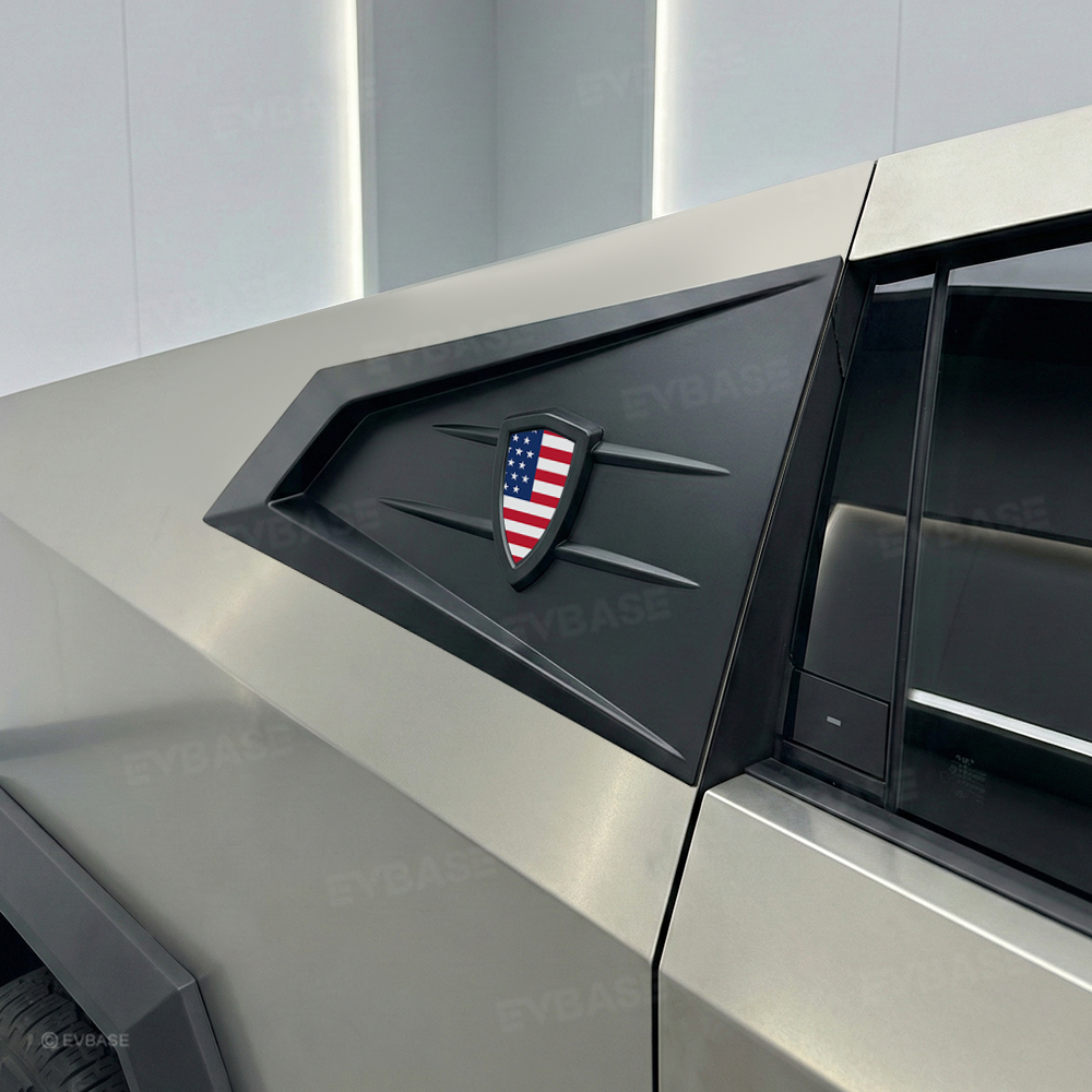Cybertruck C-Pillar Louver Covers Rear Side Window Futuristic Tactical Overlay ABS Exterior Trim