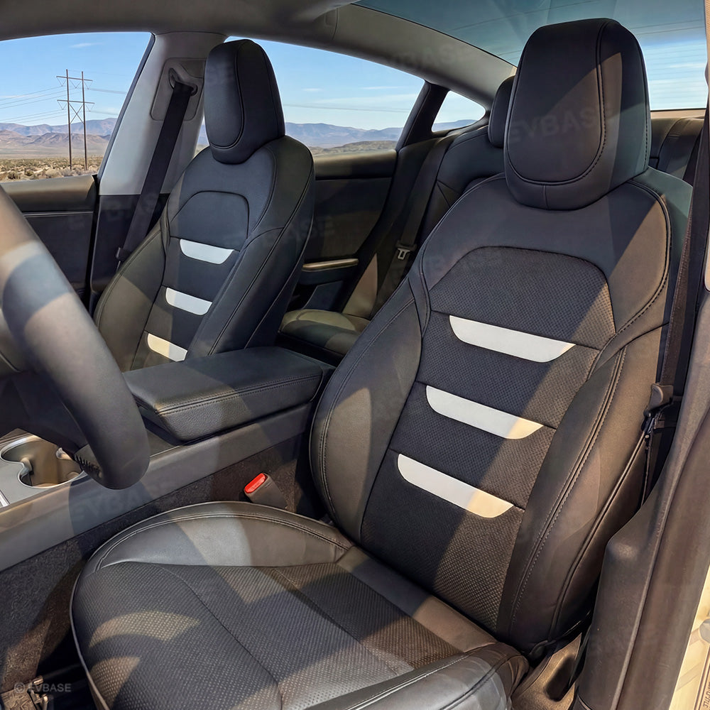 Model 3 Standard Seat Covers Waterproof Nappa Leather Seat Protector 3-lined Insignia Design