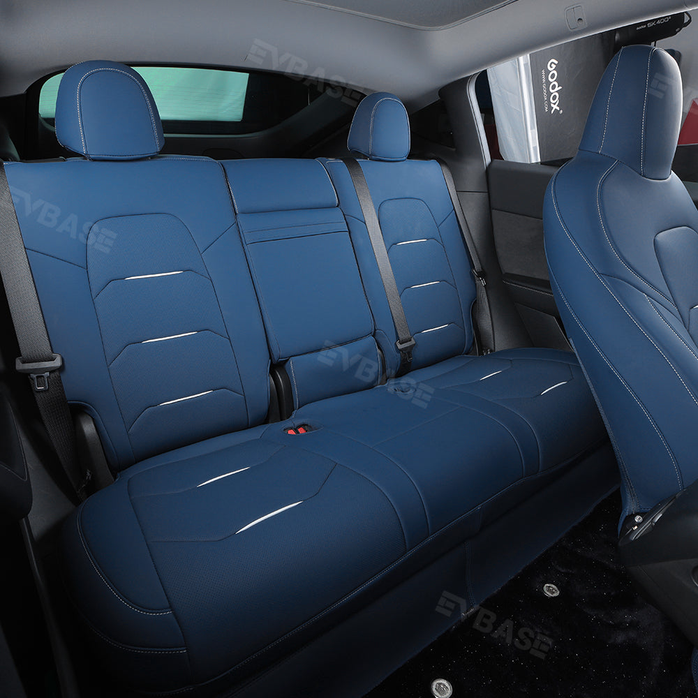Model 3 Seat Covers NAPPA Leather All-Inclusive Breathable Seat Protector All Set Teal Blue For Tesla