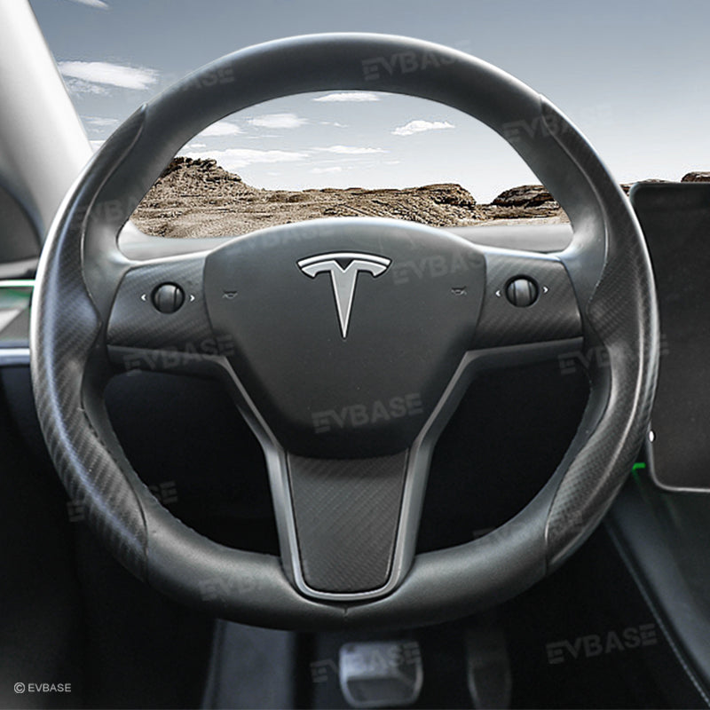 Model 3 Y Steering Wheel Trim Cover for Tesla Interior Accessories Carbon Fiber
