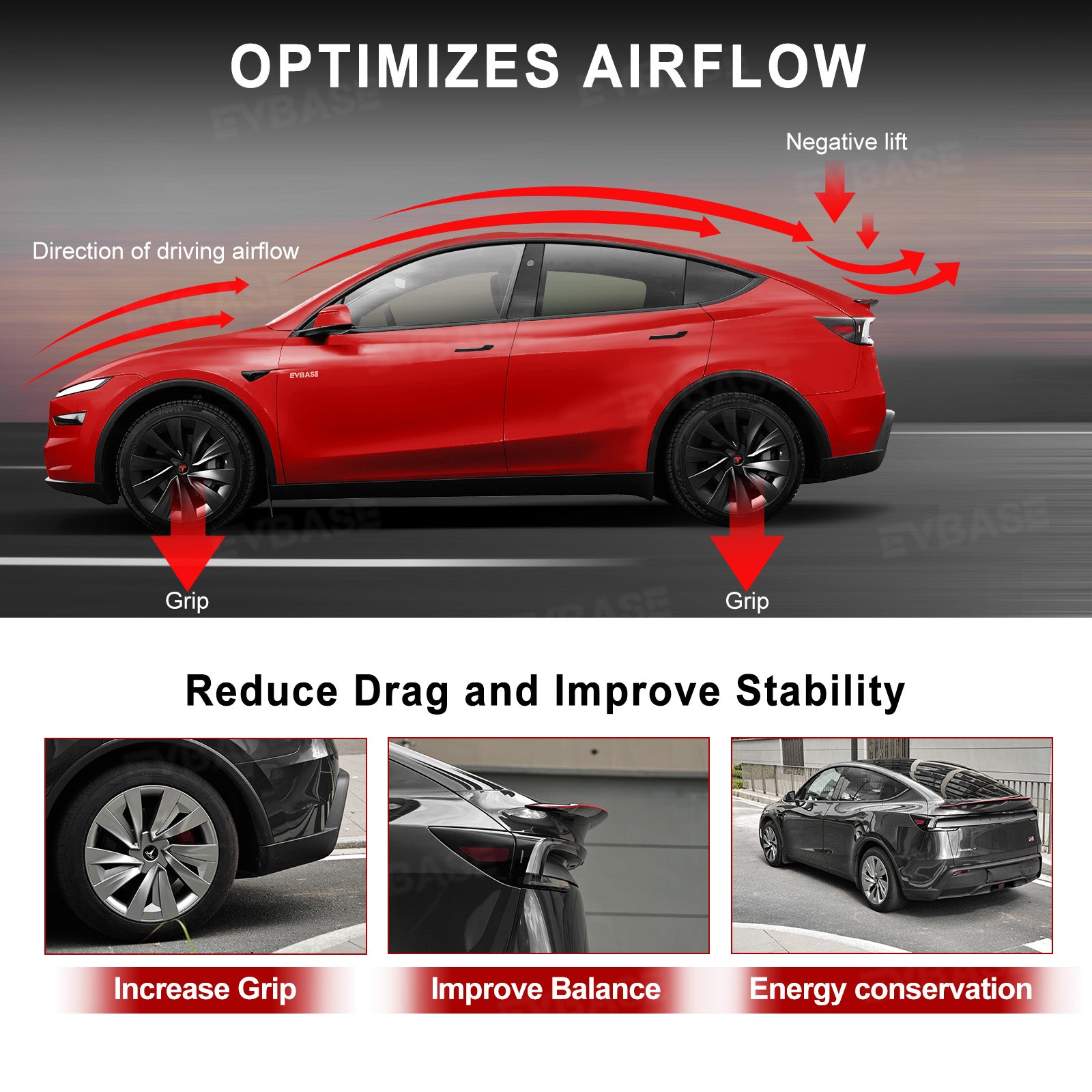 Model Y Juniper Real Carbon Fiber Rear Spoiler Wing & Side Mirror Covers & T-E-S-L-A Lettering Tailgate Emblem Decal