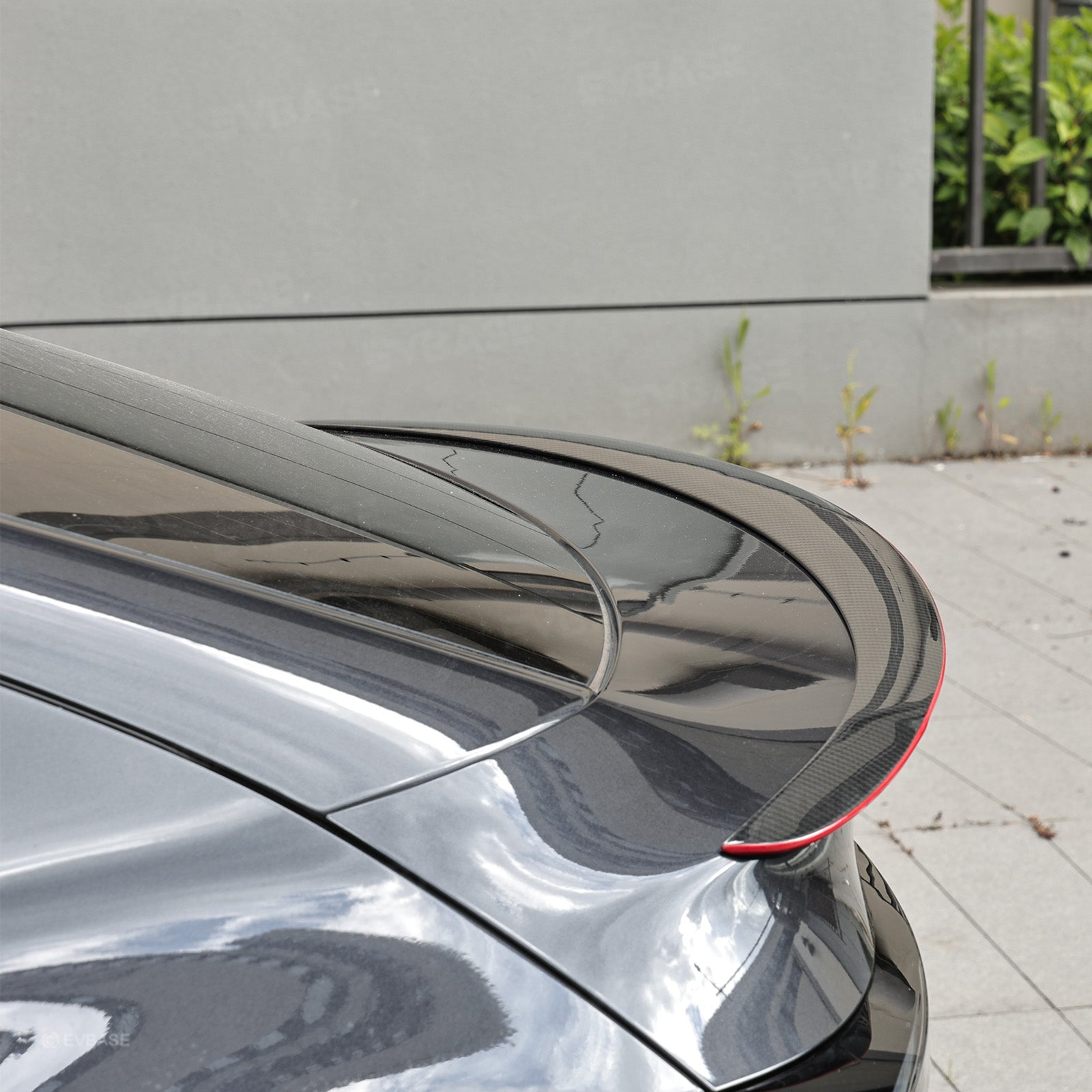 Model Y Juniper Real Carbon Fiber Rear Spoiler Wing & Side Mirror Covers & T-E-S-L-A Lettering Tailgate Emblem Decal