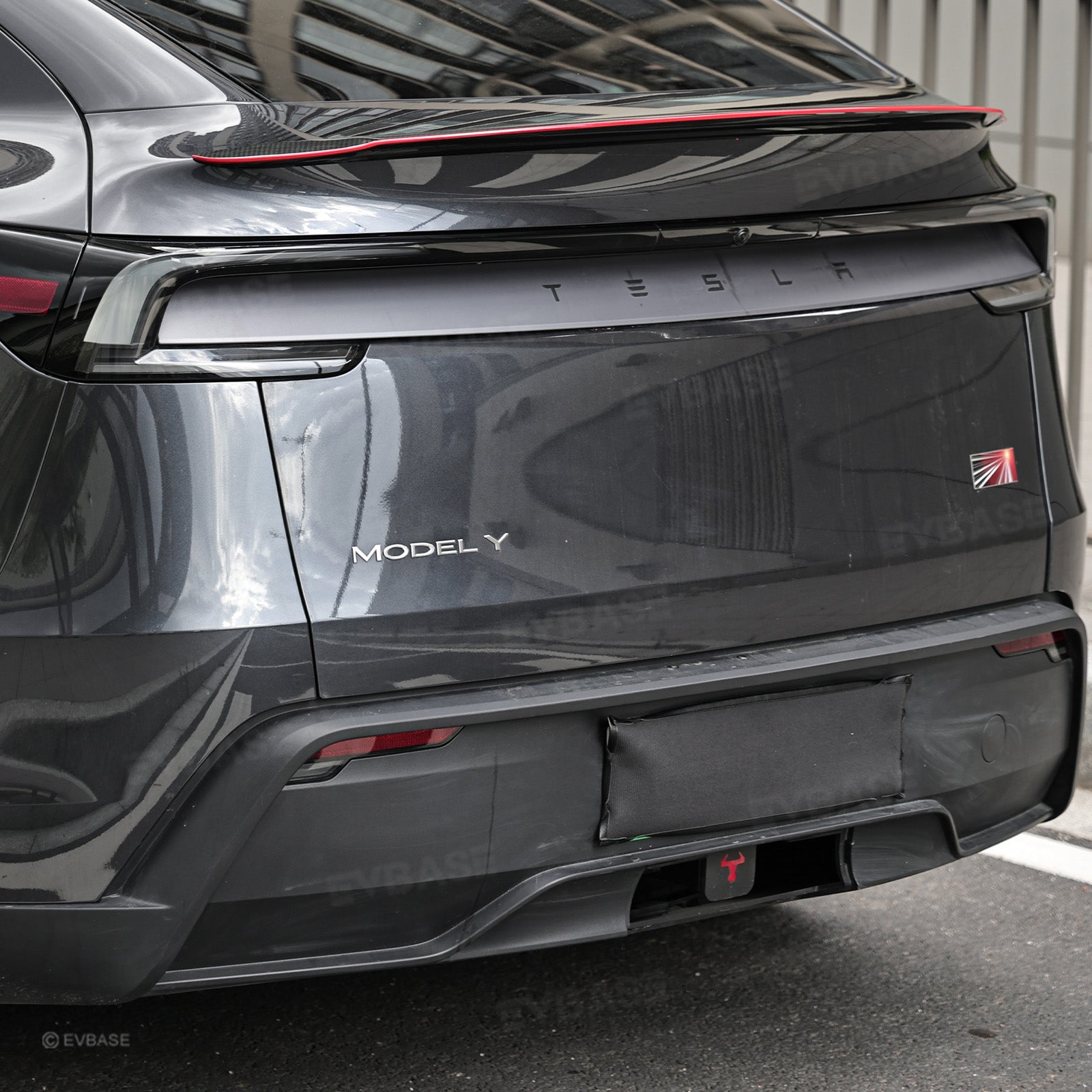 Model Y Juniper Real Carbon Fiber Rear Spoiler Wing & Side Mirror Covers & T-E-S-L-A Lettering Tailgate Emblem Decal