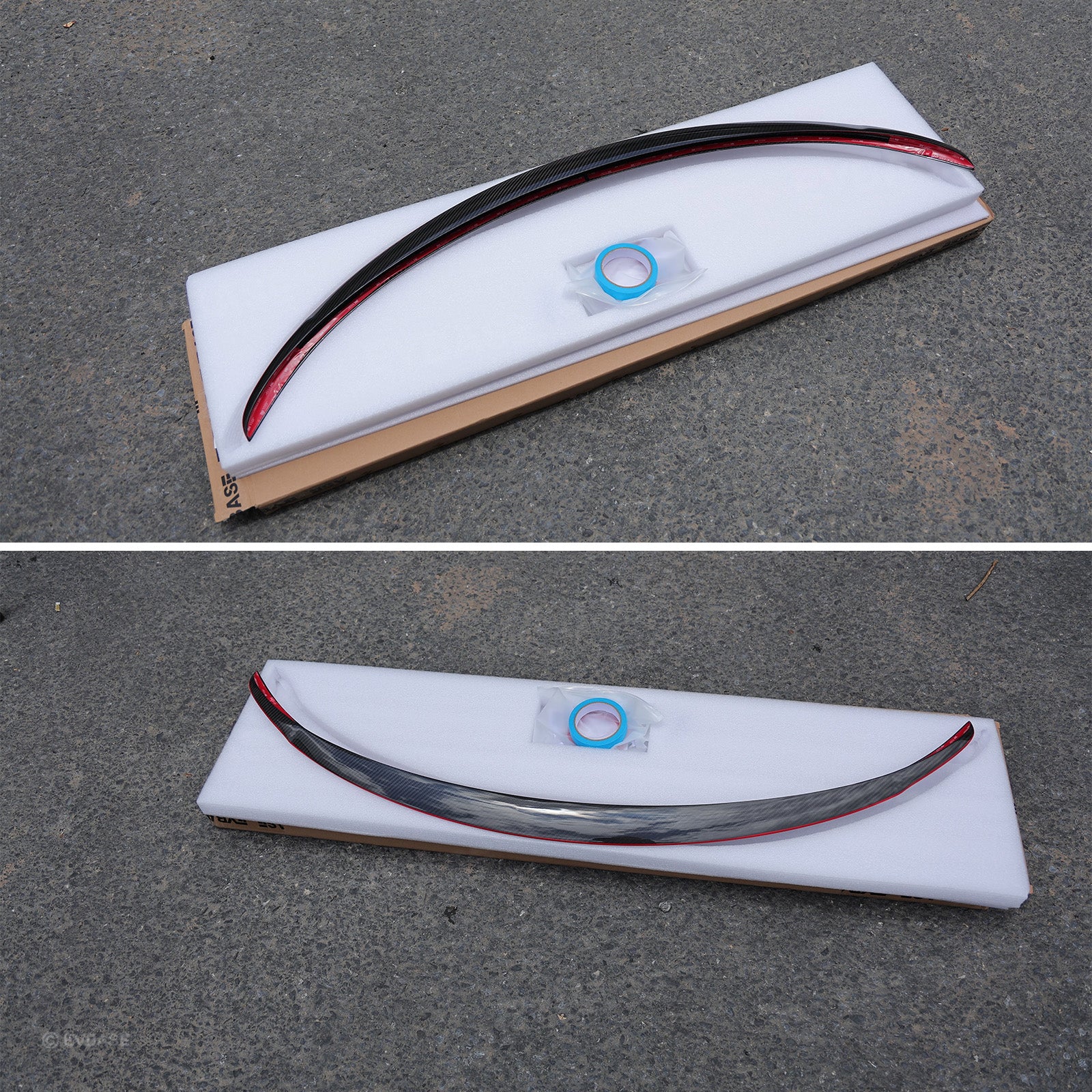 Model Y Juniper Real Carbon Fiber Rear Spoiler Wing & Side Mirror Covers & T-E-S-L-A Lettering Tailgate Emblem Decal