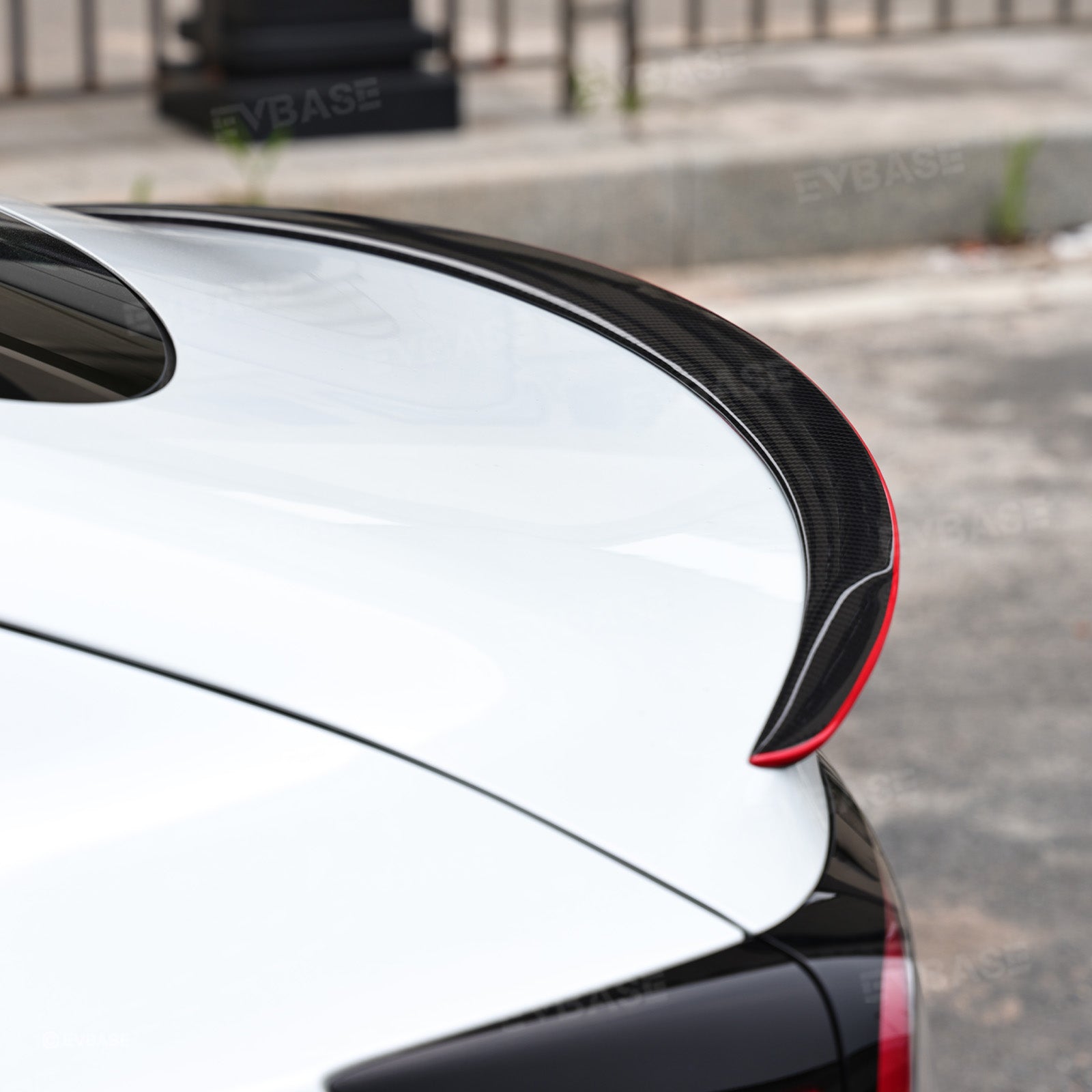 Model Y Juniper Real Carbon Fiber Rear Spoiler Wing & Side Mirror Covers & T-E-S-L-A Lettering Tailgate Emblem Decal