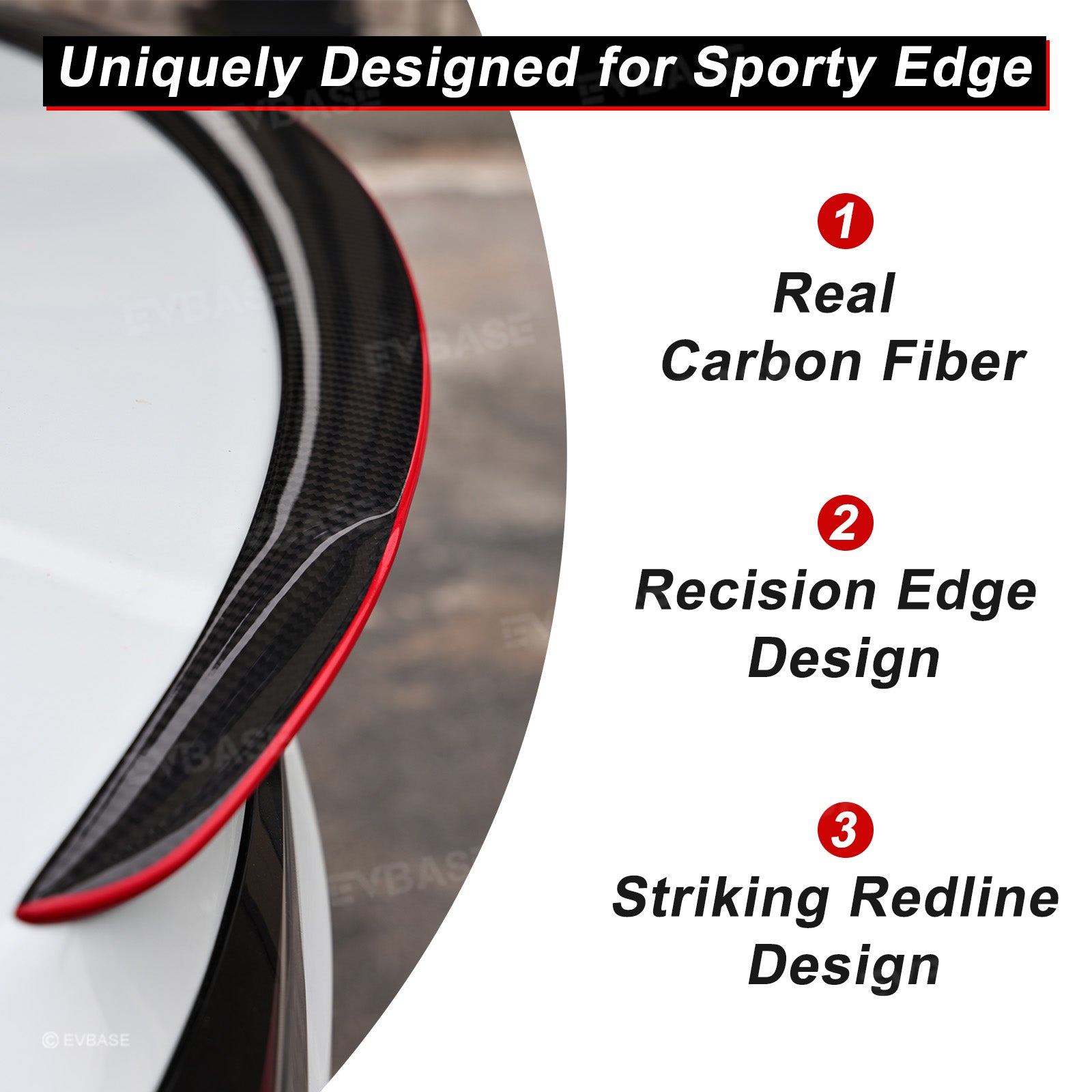 Carbon Fiber Rear Wing Spoiler for Model 3 Highland/ Y Juniper with Performance Style Redline Rear Trunk Spoiler