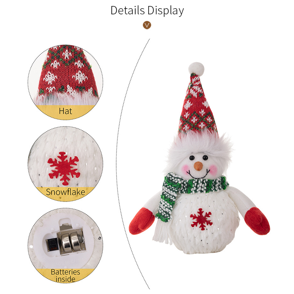 Christmas Holiday Car Decor Headrest Hat LED Christmas Wreath Lighted Snowman Plush Figurines 3D Xmas Emblem Stickers for Tesla