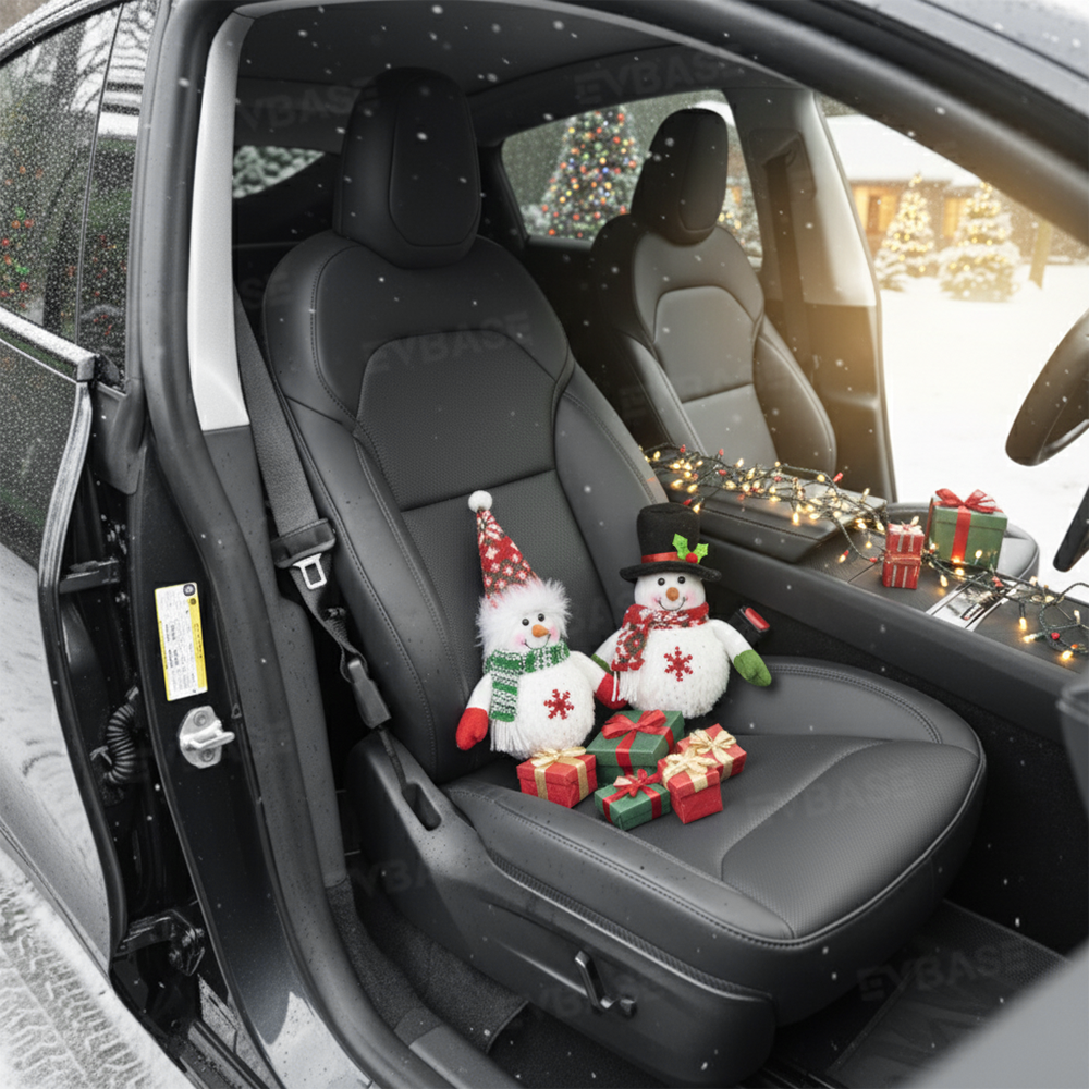 Christmas Snowman Lighted Plush Snowmen Figurines Adorable Tiny Model Xmas Interior Decor for Tesla