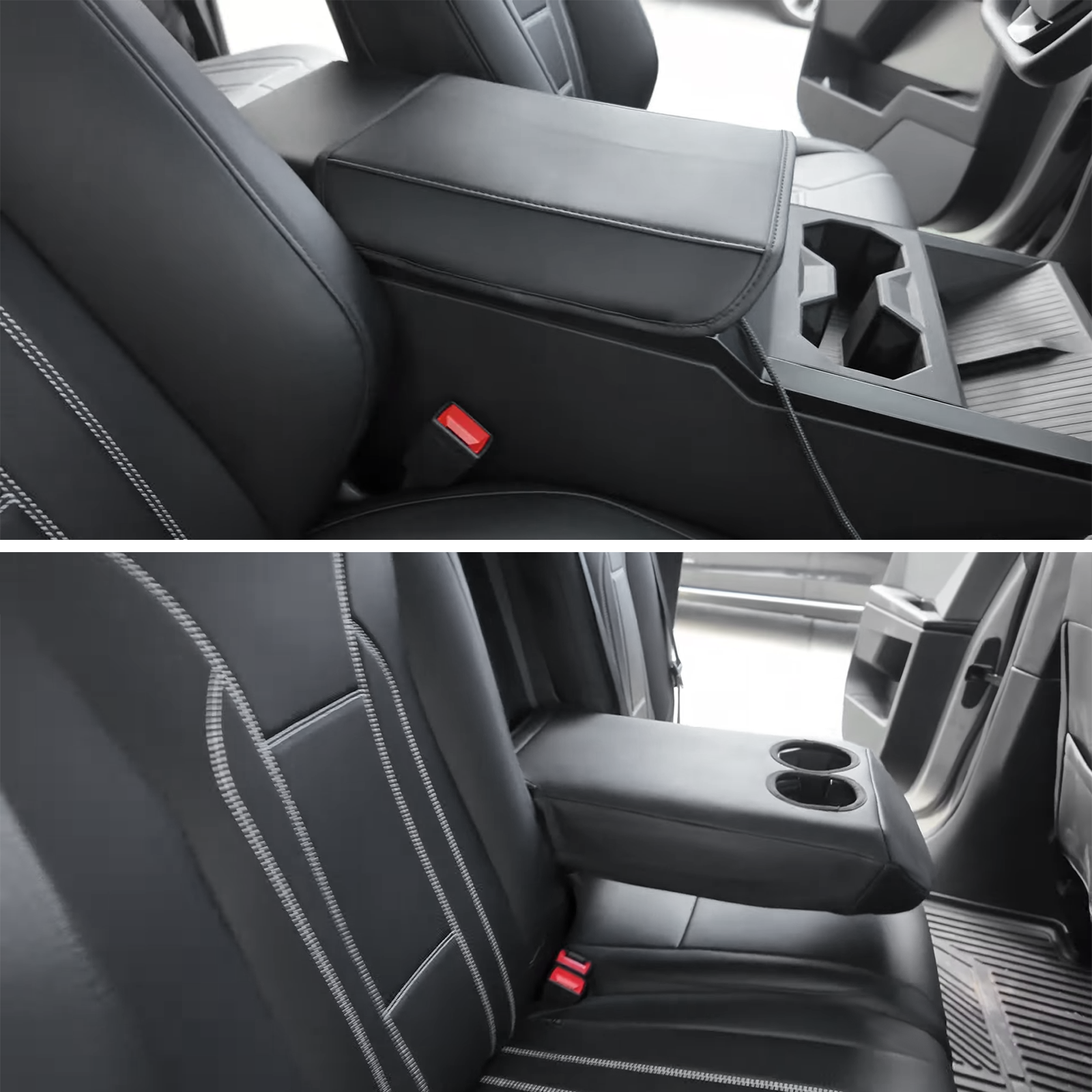 Cybertruck Black Seat Covers Full Coverage Seat Protector NAPPA Leather With Cybertruck LOGO For Tesla