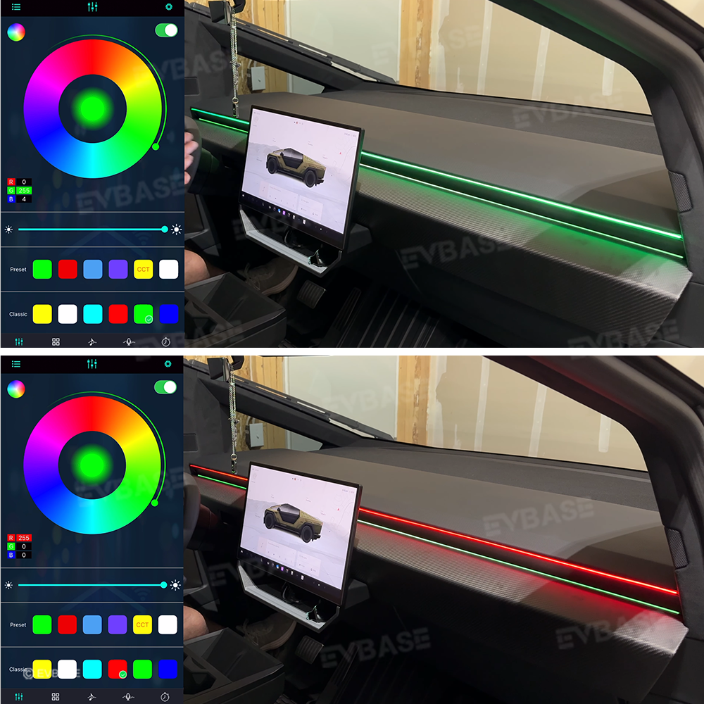 Cybertruck Dashboard Streamer Ambient Light Center Console Light Up Strip Upgrade