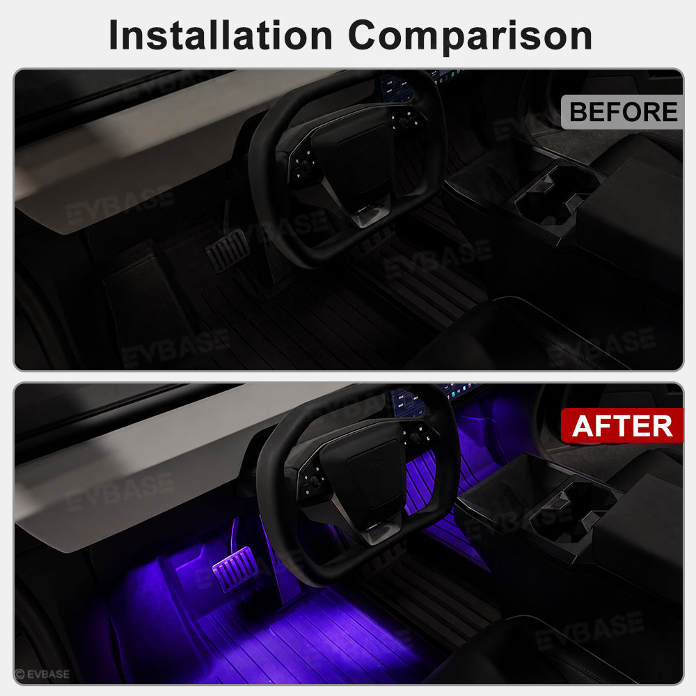 Cybertruck Interior Ambient Lighting Kit RGB Streamer Lights LED Interior Light Strips Multi-Zone Lighting Upgrade System with Factory Screen Control