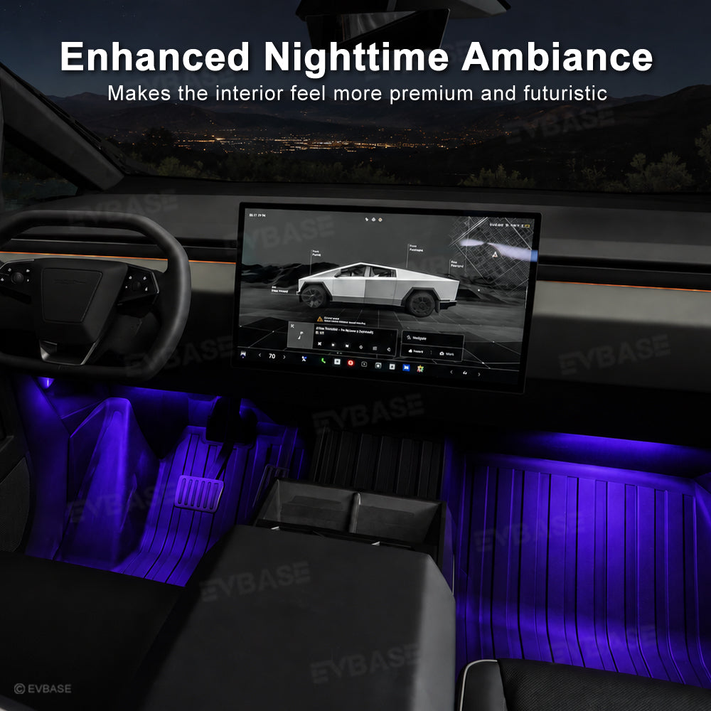 Cybertruck Interior Ambient Lighting Kit RGB Streamer Lights LED Interior Light Strips Multi-Zone Lighting Upgrade System with Factory Screen Control