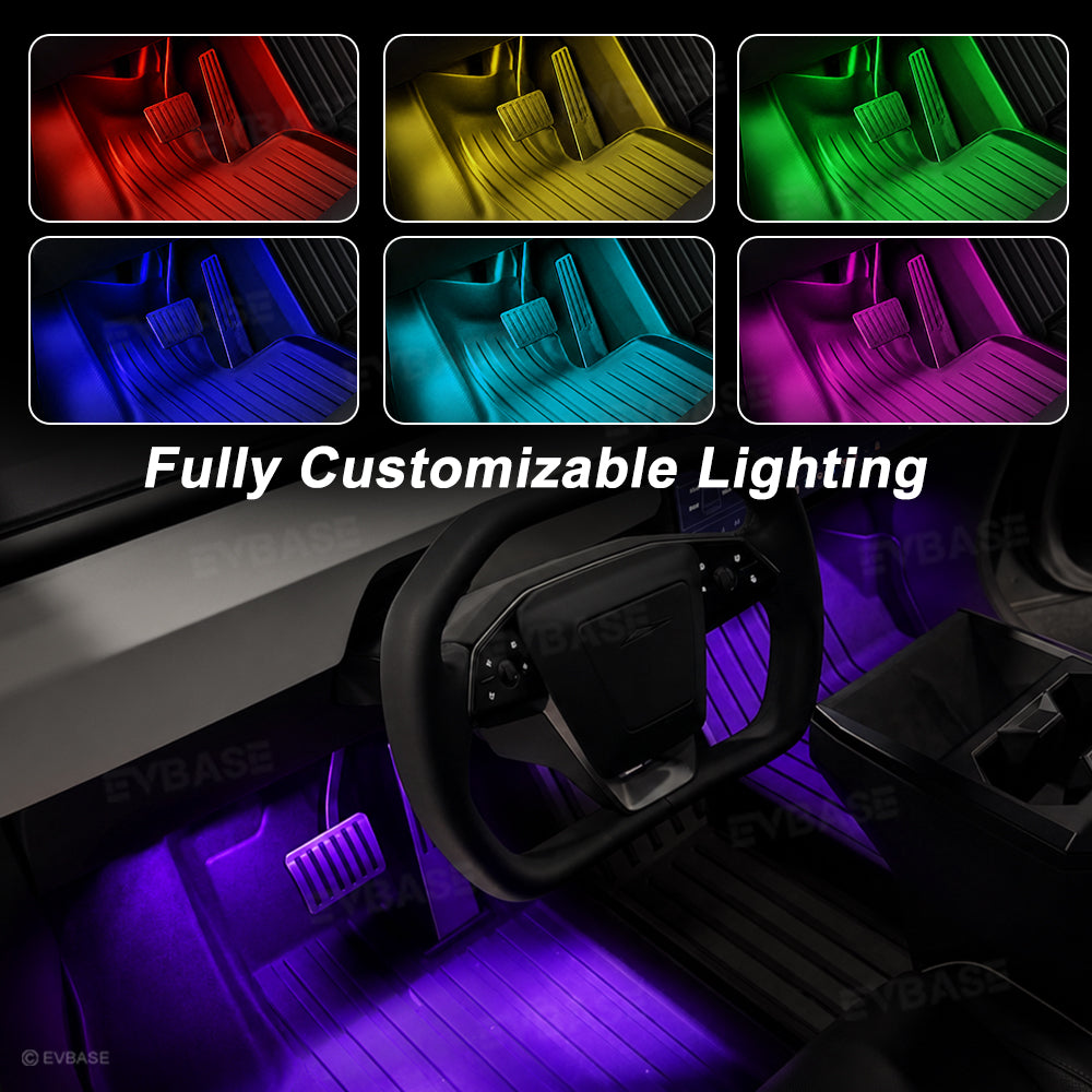 Cybertruck Interior Ambient Lighting Kit RGB Streamer Lights LED Interior Light Strips Multi-Zone Lighting Upgrade System with Factory Screen Control