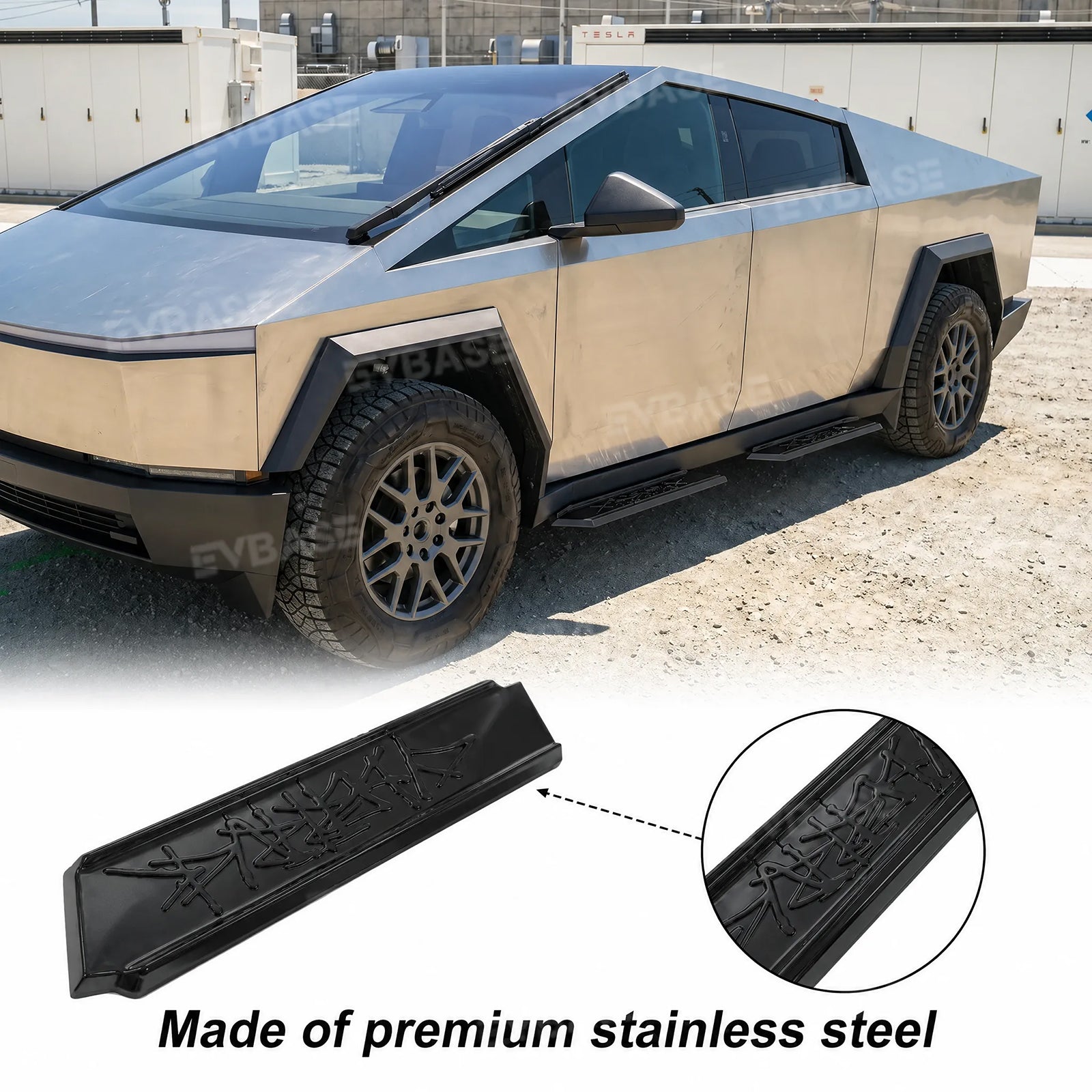 Cybertruck Running Boards Heavy-Duty Stainless Steel Side Steps Dual-Step Nerf Bars