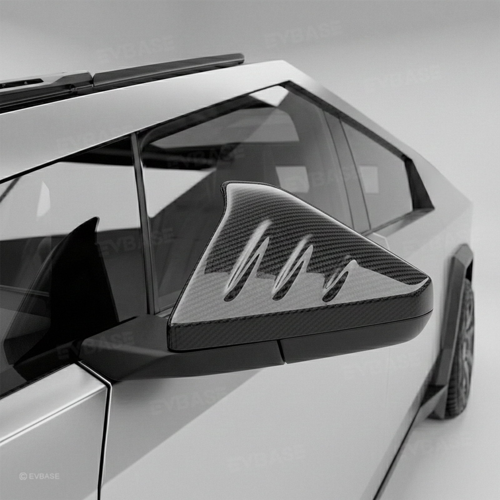 Cybertruck Side Mirror Cover Futuristic Horn-Style Rearview Mirror Caps Real Molded Carbon Fiber Overlay