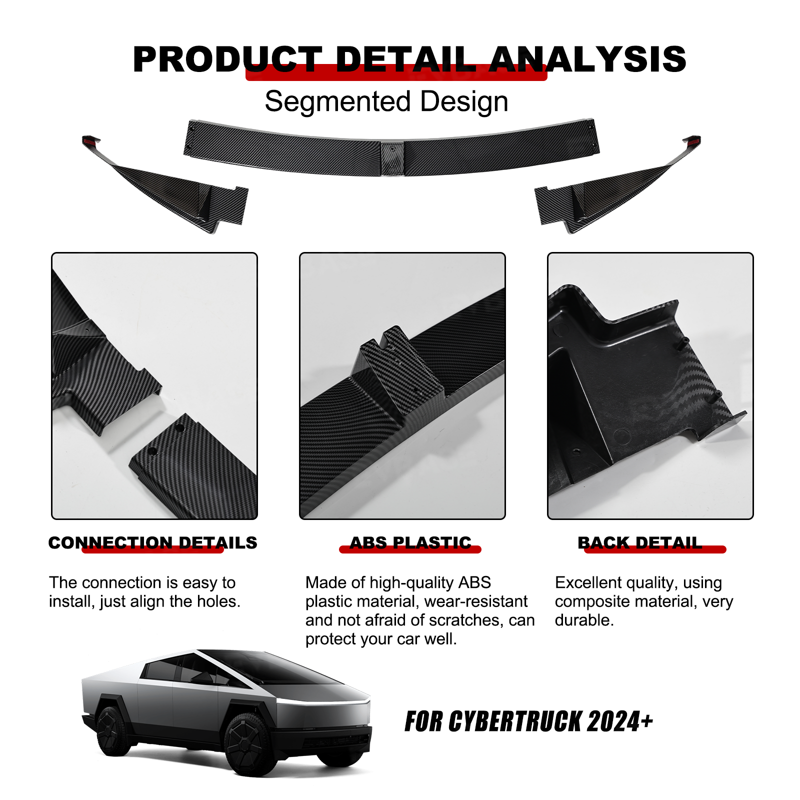 Cybertruck Front Bumper Lip Splitter ABS Front Lip for Tesla